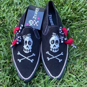 Skull Black Slip-On Shoes